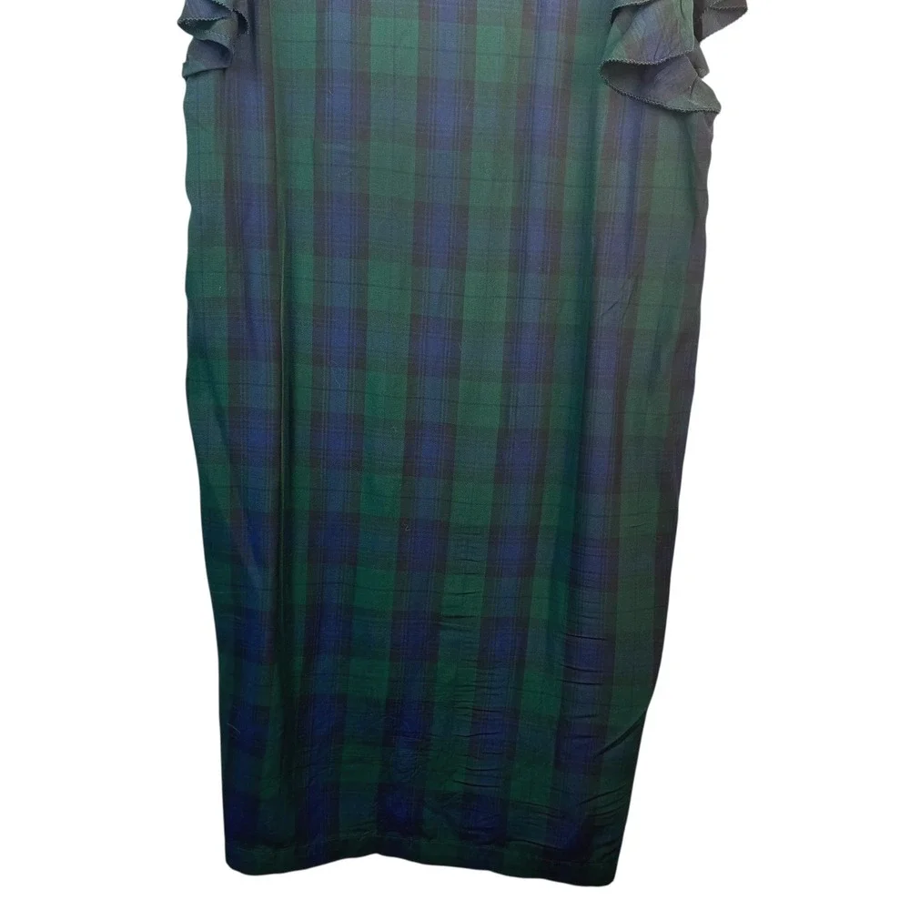 Vineyard Vines Dress Womens‎ Small Blackwatch Plaid Flutter Sleeve Tie Neck